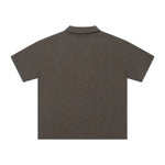 Retro Boxy Wool Blend Seagull Collar Polo Shirt