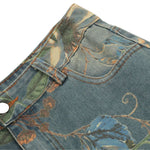 Smoke Rise Wide Leg Floral Print Denim Pants