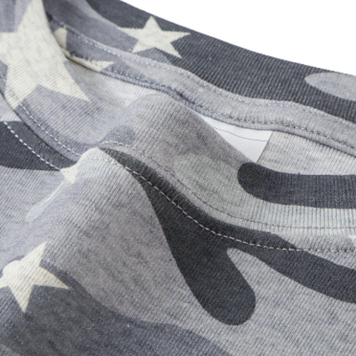 Star Camo Cropped Slim Fit Long Sleeve Layering Base Top
