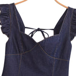 Falda vaquera con bordado de perlas y lavado vintage