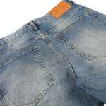Washed Blue Lightning Design Relaxed Vintage Denim Jeans