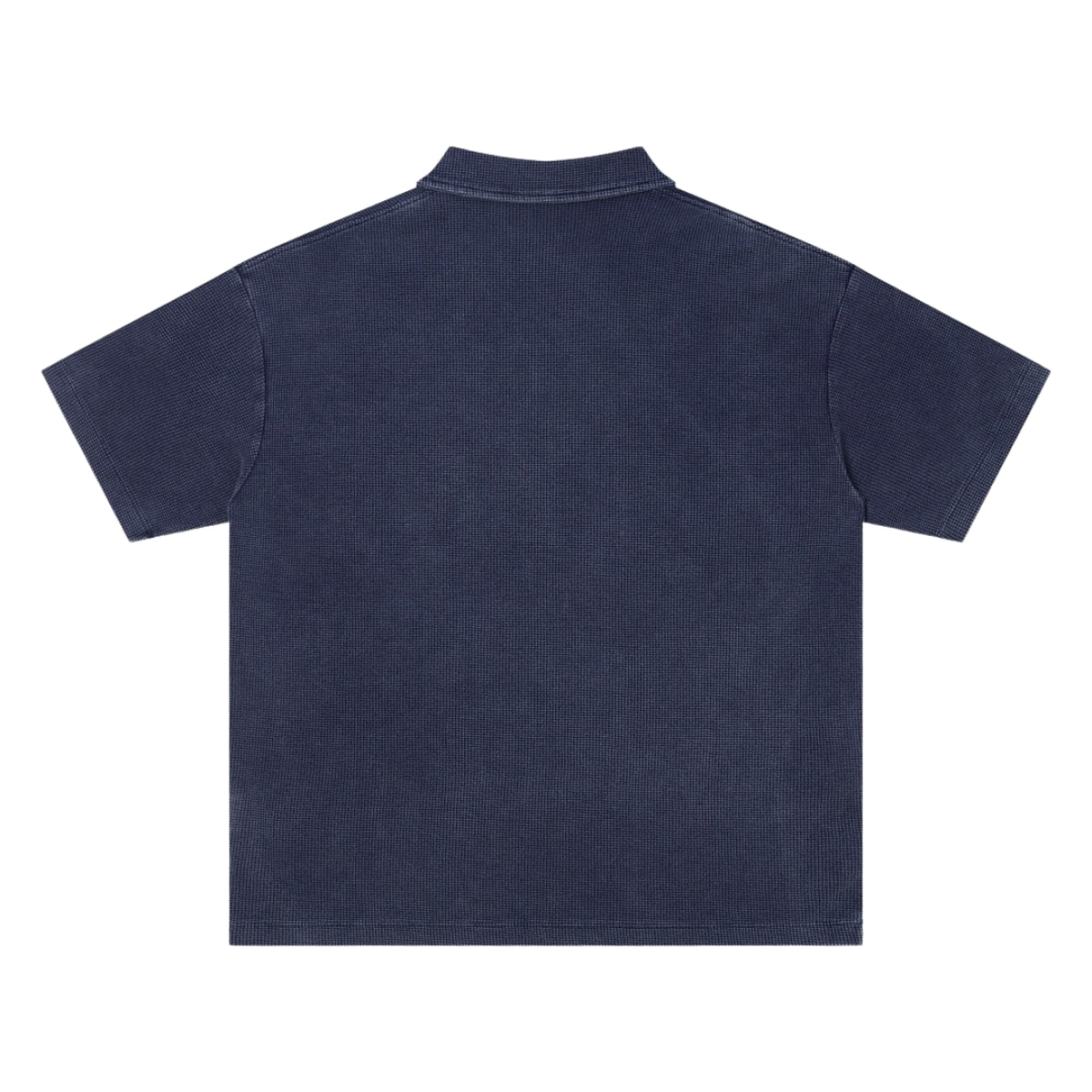 Retro Distressed Waffle Vintage Wash Polo T-Shirt