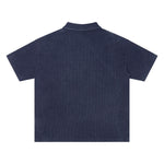Retro Distressed Waffle Vintage Wash Polo T-Shirt