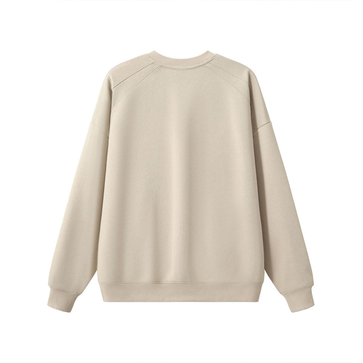 Drop‑Shoulder Spliced Cutaway Small V‑Neck Composite Crew Neck Sweatshirt