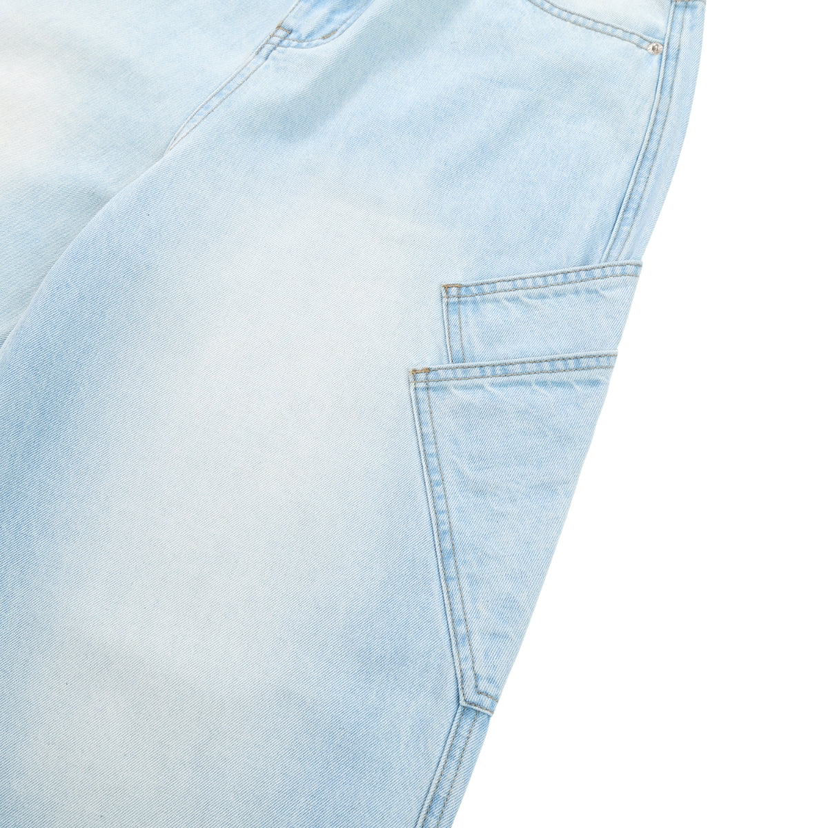 Faded Bleach Geometric-Pocket Baggy Jeans