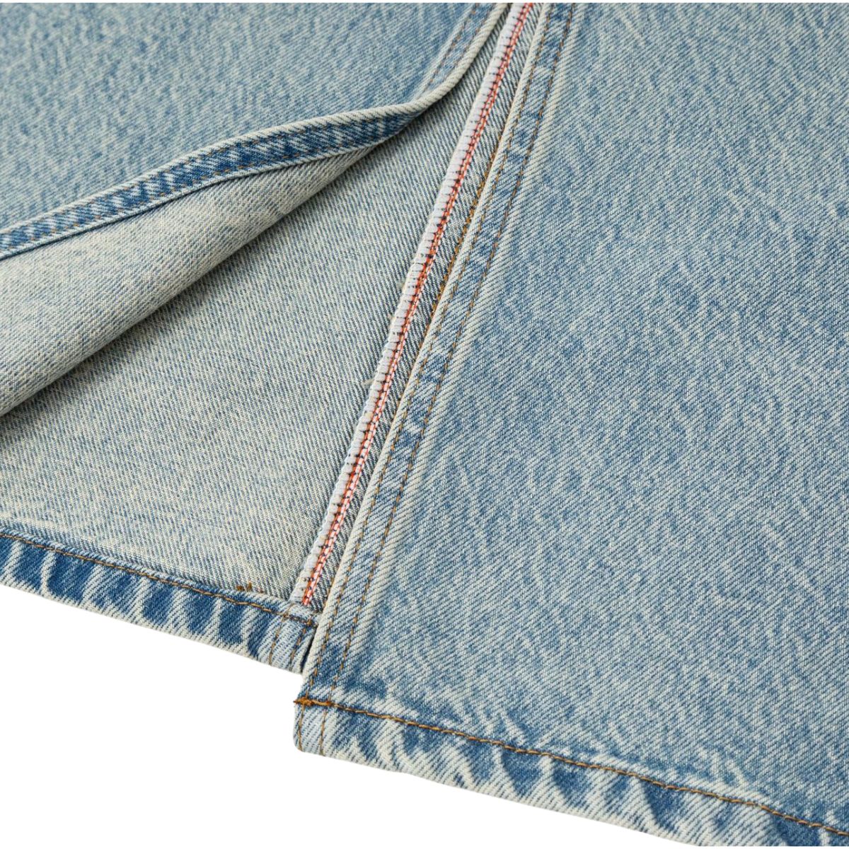 Women's Distressed Denim Midi Skirt