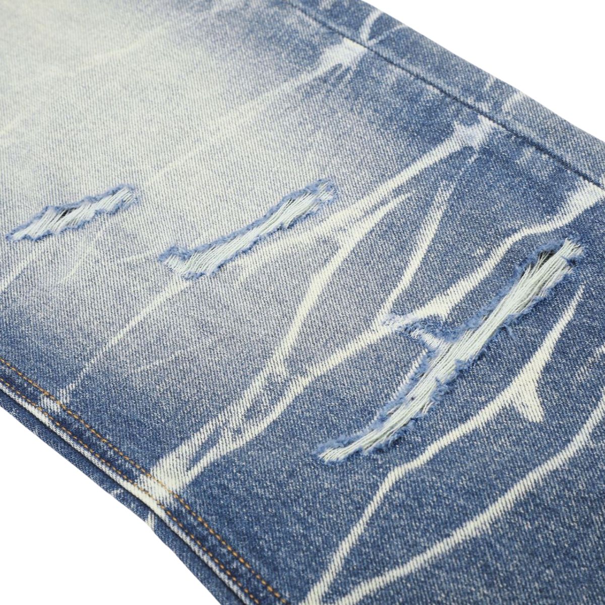 Ripped Lightning Pattern Micro Flare Vintage Denim Jeans