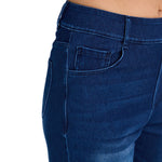 High Waisted Tummy Control Rolled Hem Straight Leg Washed Casual Jeans