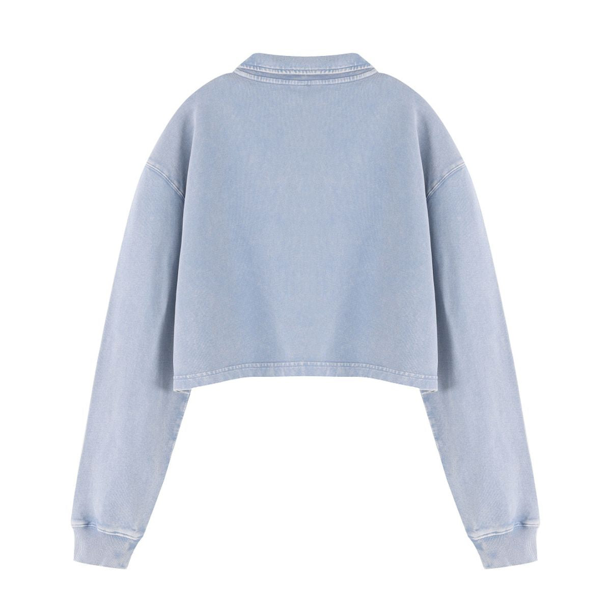 Heavyweight Snow Wash Collared Cropped Long Sleeve Sweatshirt