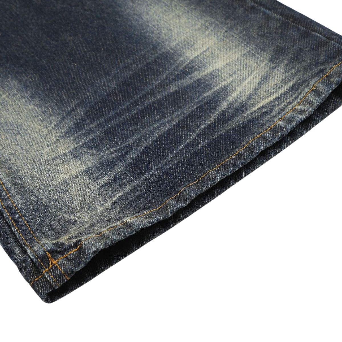 Washed Whiskering Micro Flare Vintage Denim Jeans
