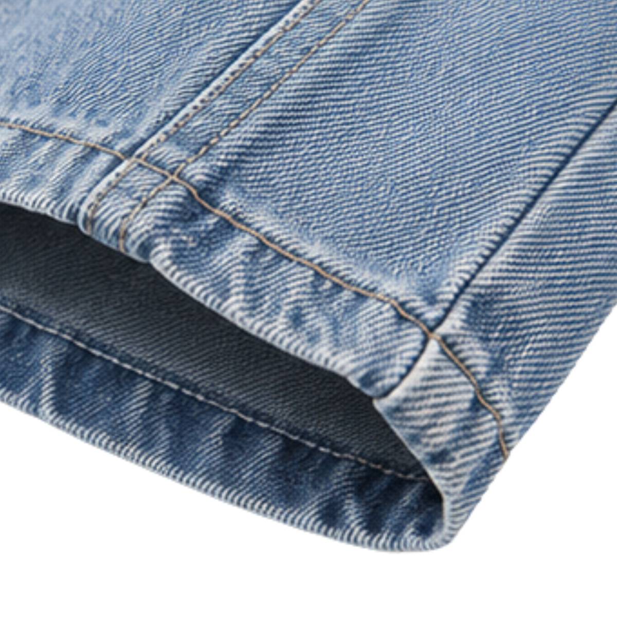 American Vintage Washed High-Waist Curved Wide-Leg Workwear Denim Pants