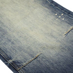 Washed Whiskering Wide Leg Vintage Denim Jeans