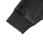 Snow Wash Sparkling Rhinestone Frayed Distressed Zip-Up Hoodie