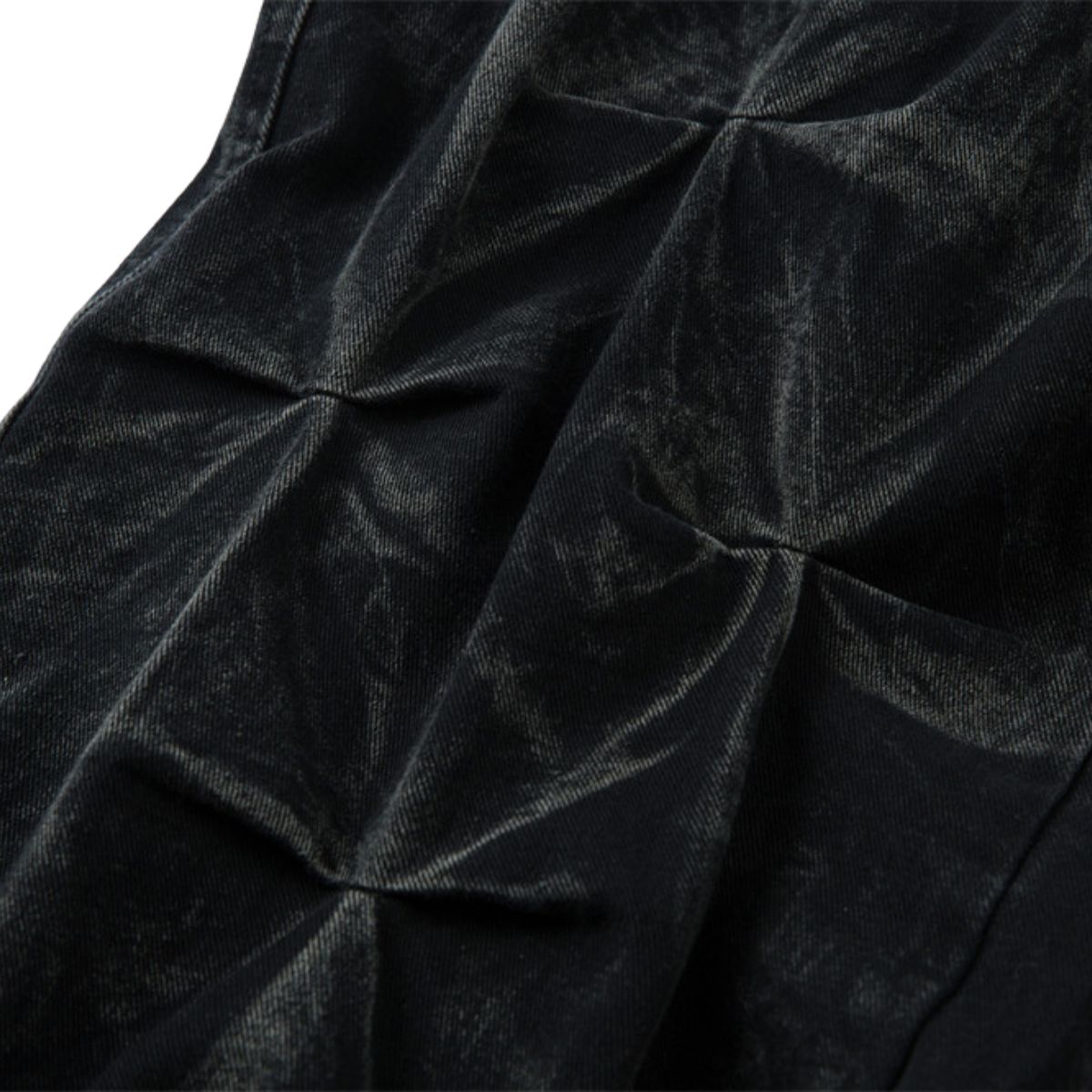 Men's Tie-Dye Denim Pants Heavy Pleated Distressed Loose Wide Leg