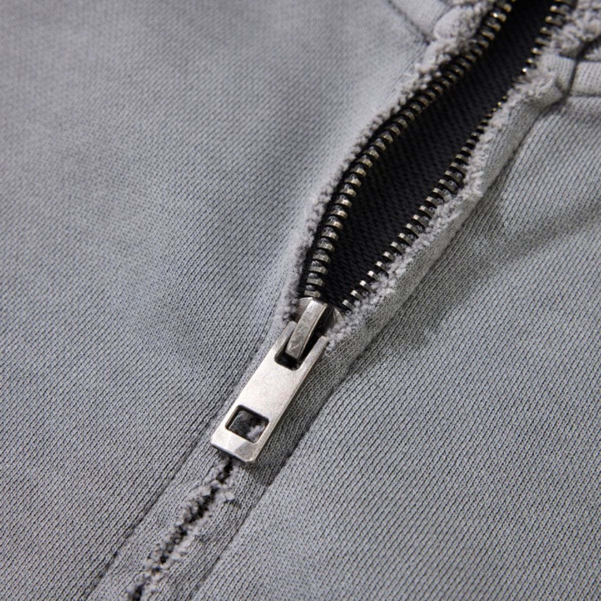 Heavyweight Cotton Stand Collar Washed Full‑Zip Sweatshirt
