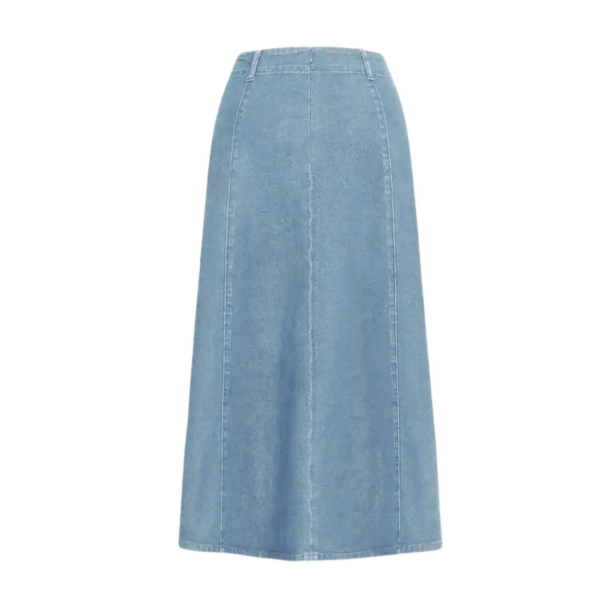 High-Waisted Flowy A-Line Long Denim Maxi Skirt