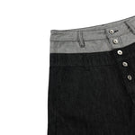 Two‑Tone Waistband Black Wide‑Leg Denim Jeans