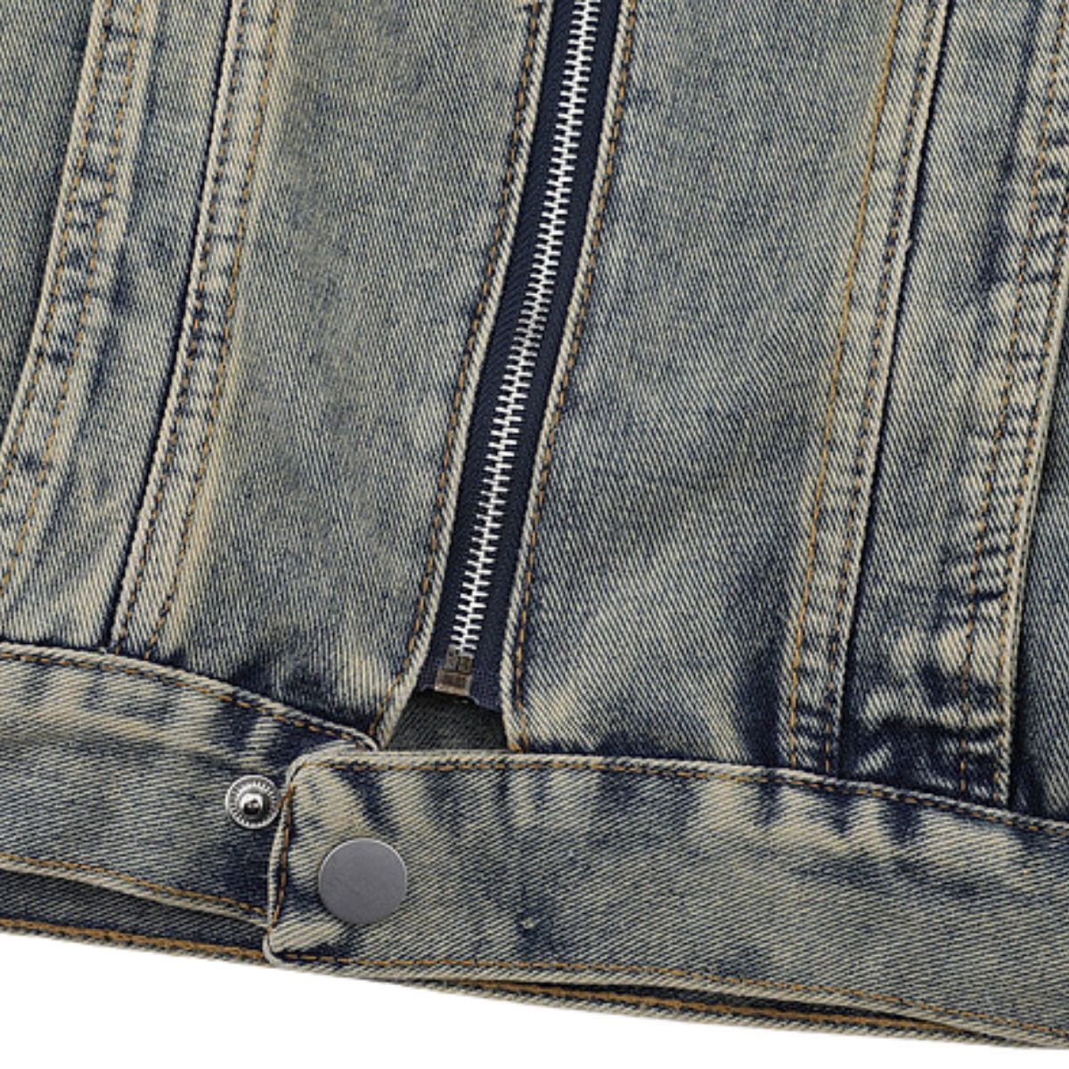 Retro Washed Distressed Stand Collar Hip-hop Short Denim Men's Jacket