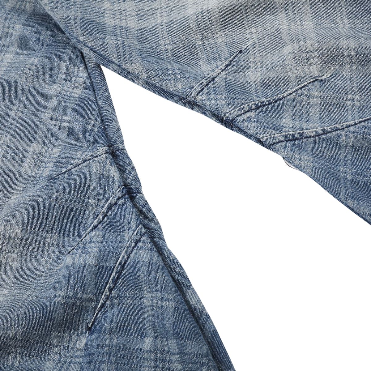 Washed Vintage Plaid Relaxed Retro Denim Jeans