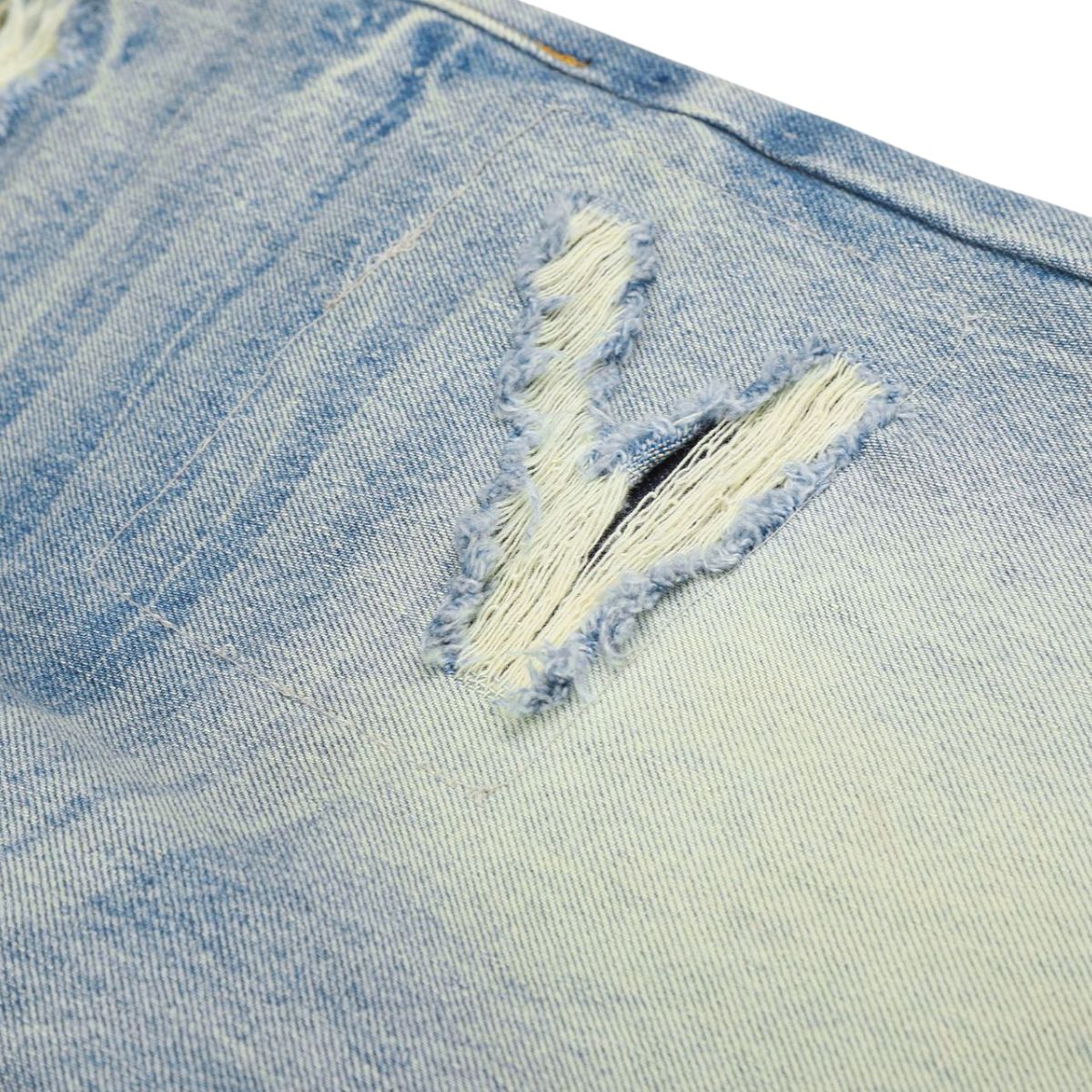 Vintage Whiskered Ripped Straight‑Leg Casual Jeans