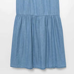 Falda vaquera con bordado de perlas y lavado vintage