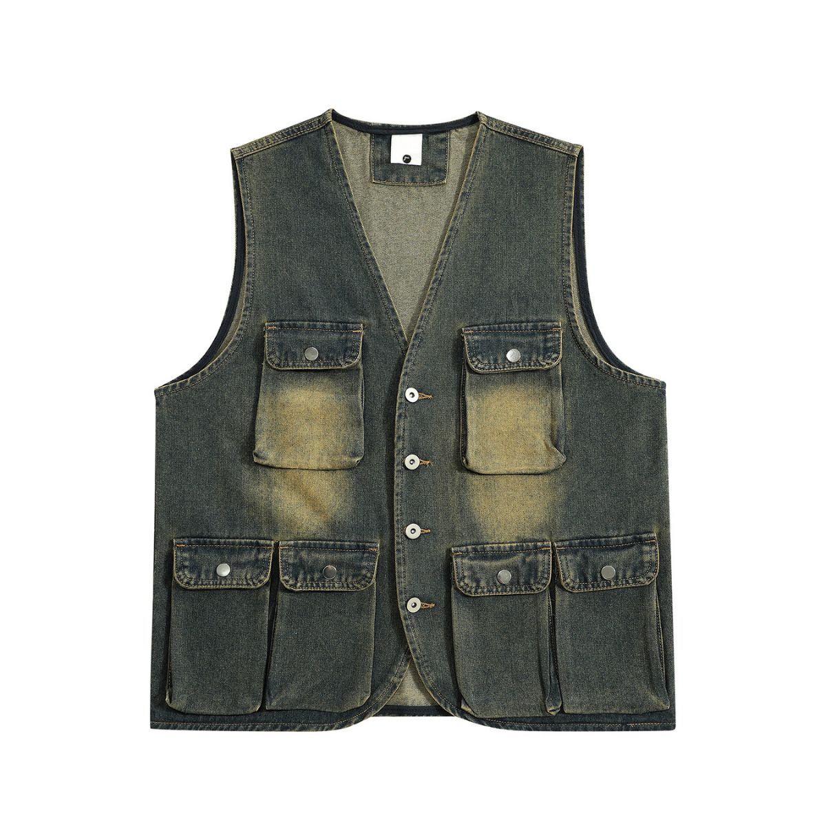 Relaxed Washed Denim Tactical Vest