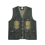 Relaxed Washed Denim Tactical Vest