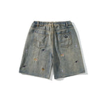 Dog Embroidery Loose Fit Denim Shorts