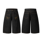 Wide Leg Embroidery Selvedge Bermuda Shorts