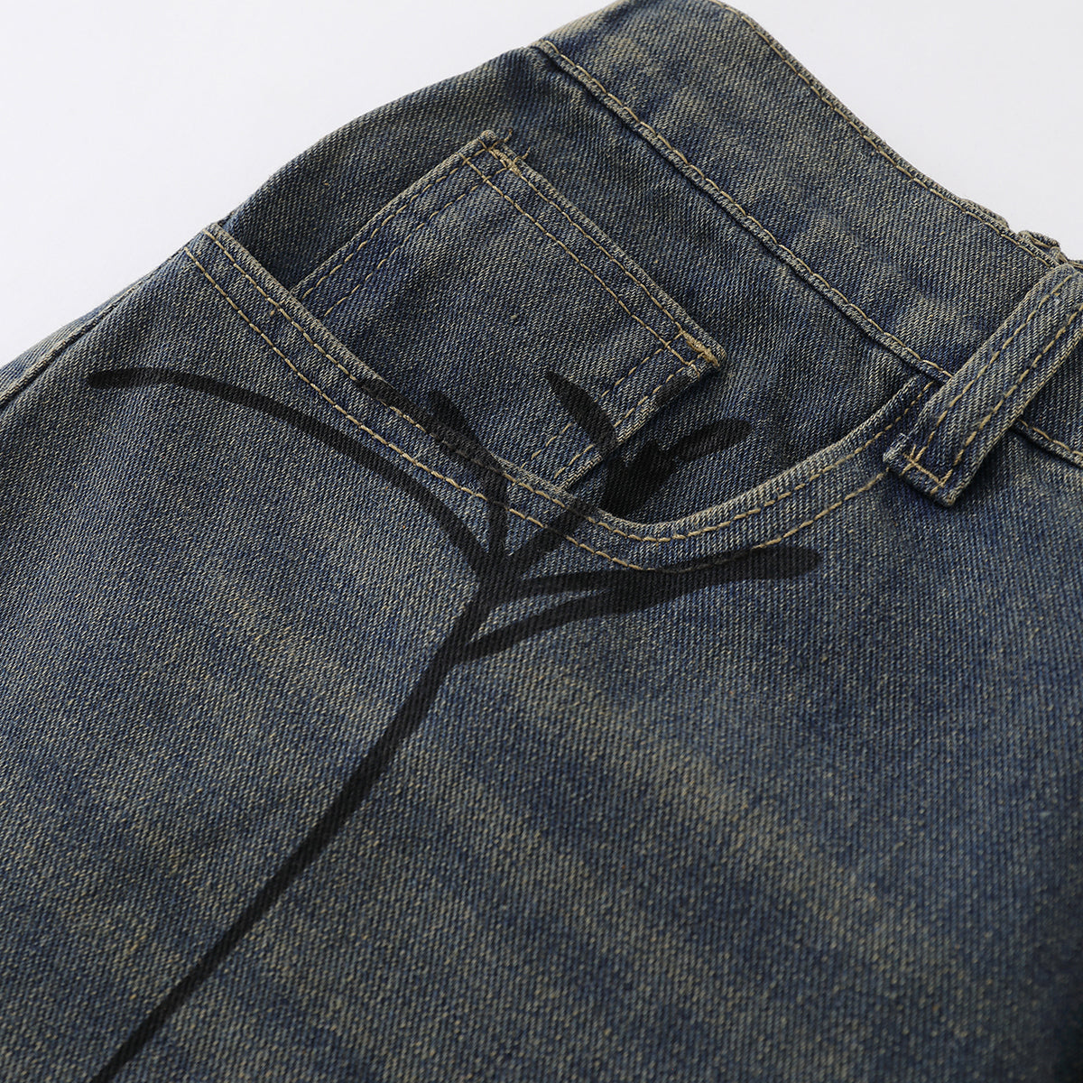 Spider & Web Print Denim Bermuda Shorts