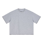 Oversized Minimal Tee Raw Edge Contrast Stitching
