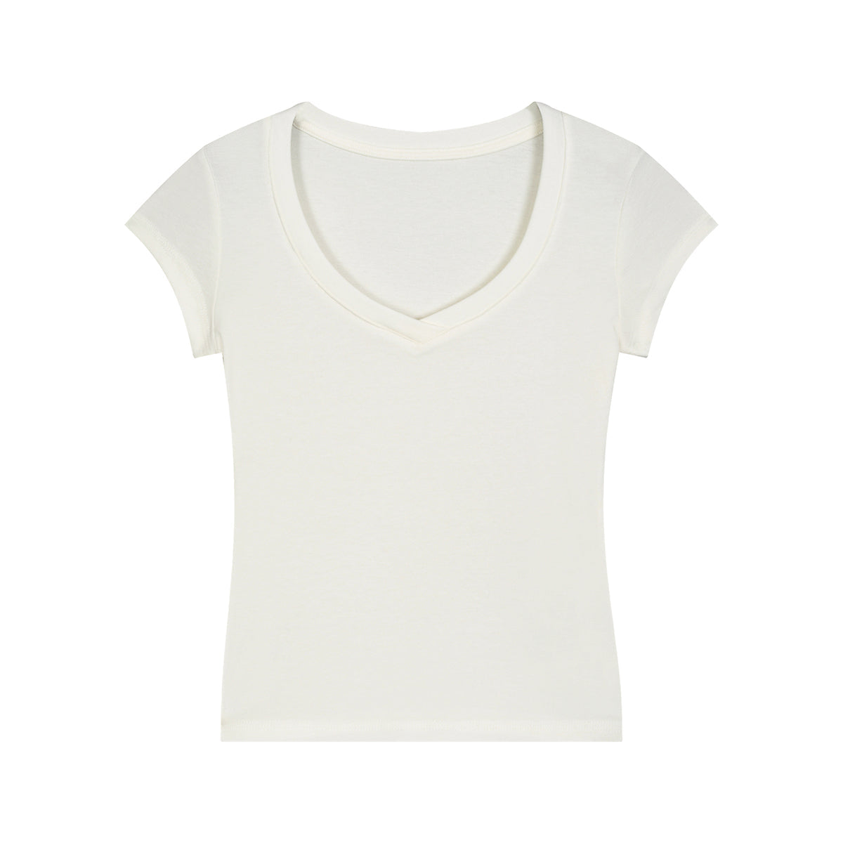 Solid-Color V-Neck Cotton T-Shirt 215gsm