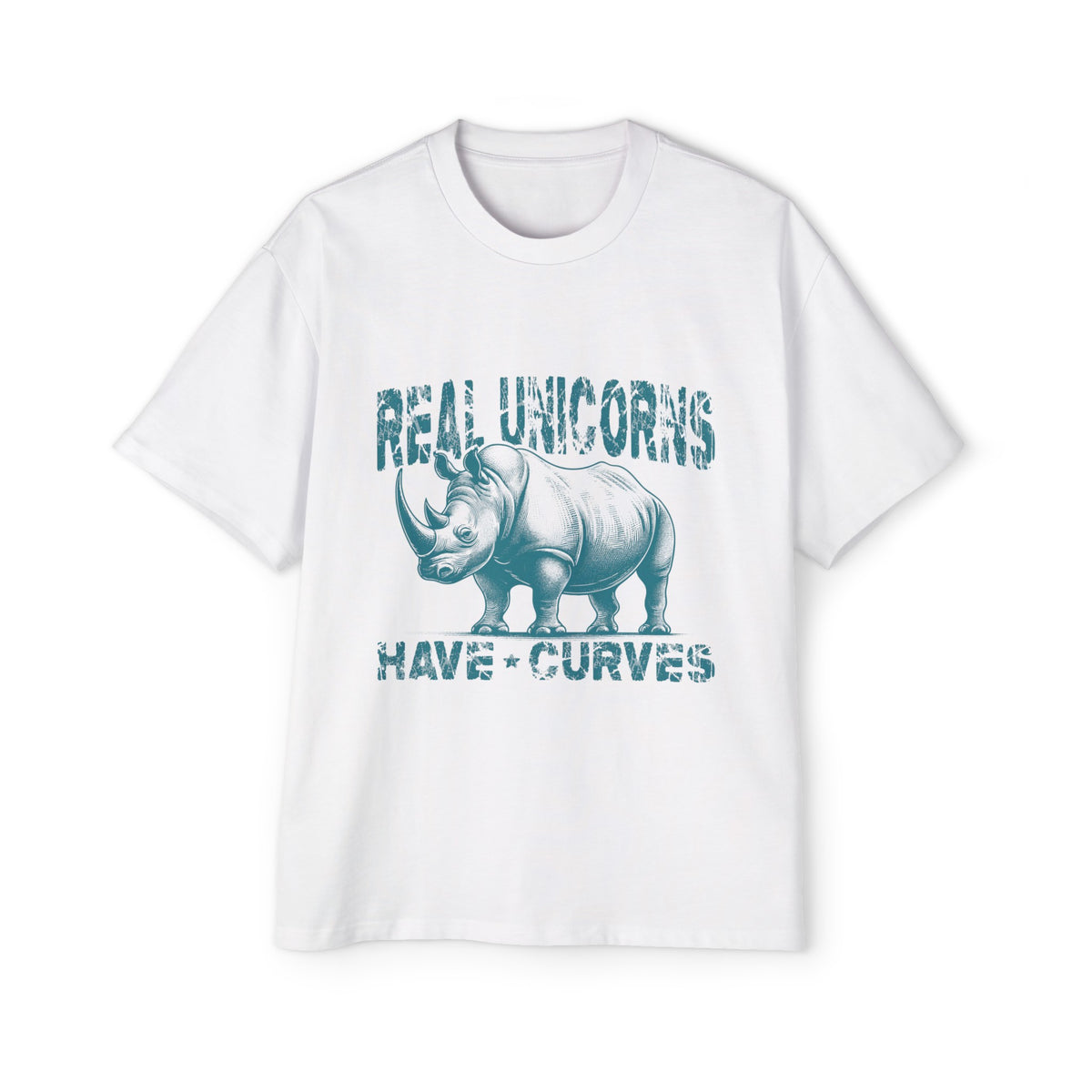 Rea Unicorns Have Curves Rhino Retro Graphic Tee-INNBLAC Fashion Apparel