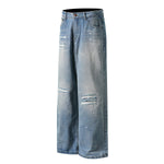 Light Blue Ripped Wide-Leg Jeans