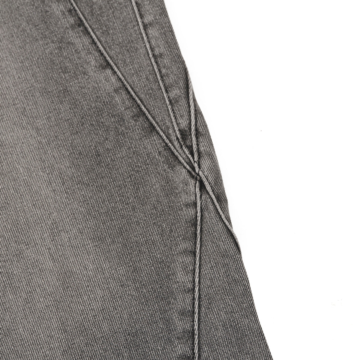 Smoky Gray Distressed Wide-Leg Jeans