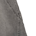 Smoky Gray Distressed Wide-Leg Jeans