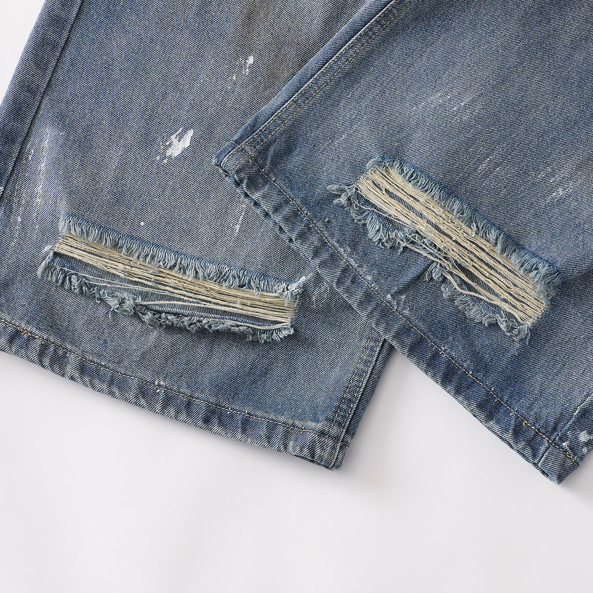 Paint Splatter Heavy Ripped Washed Jeans