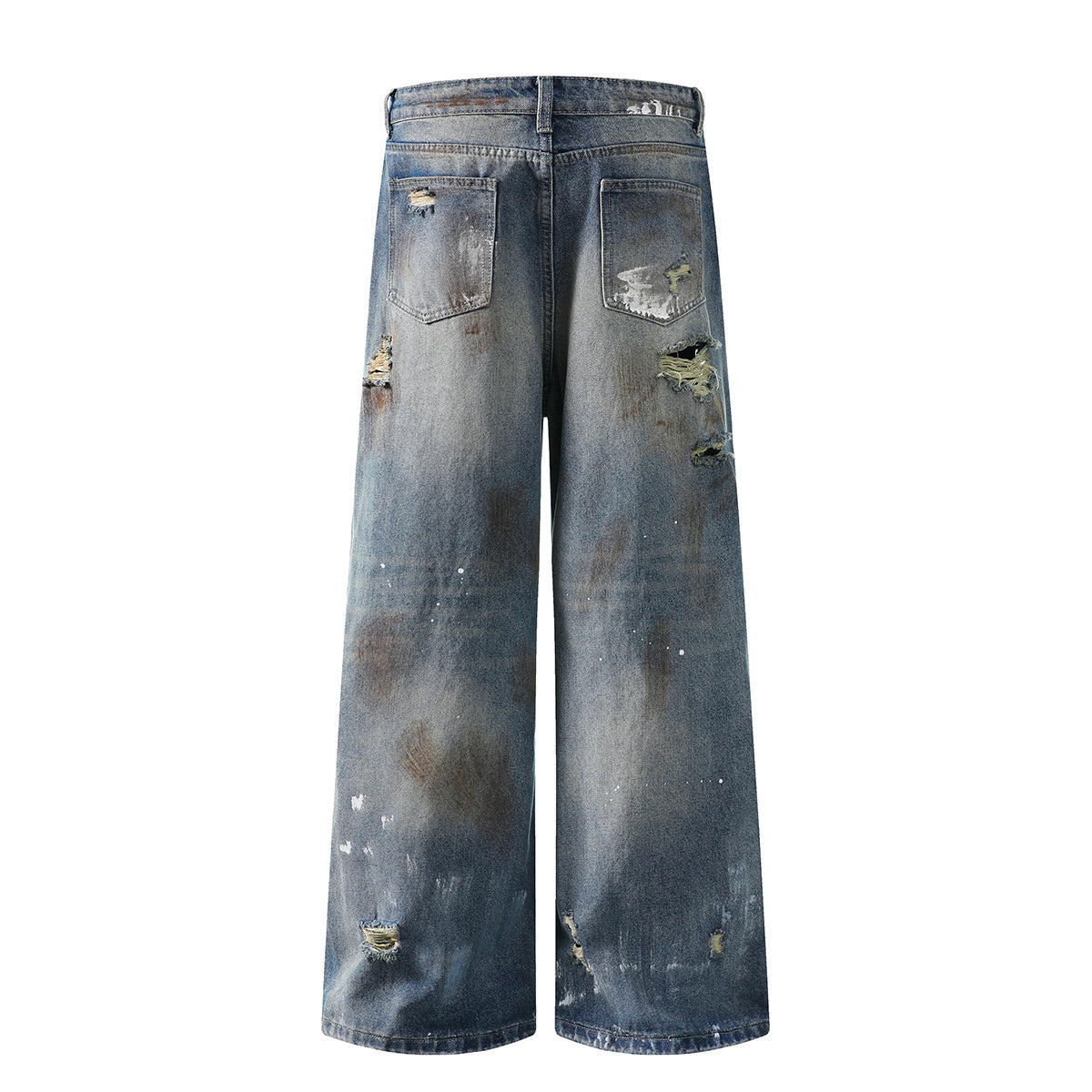 Paint Splatter Heavy Ripped Washed Jeans