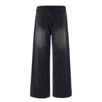 Artistic Paint Splatter Wide Leg Denim Jeans