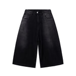 High Waist Wide Leg Ombre Denim Shorts