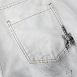 Ink-splatter Barrel Leg Denim Shorts