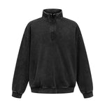 Distressed Wash Comfort Zip Pullover Sweatshirt
