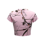 Nature Inspired Pink Camo Floral Crop Top Tee