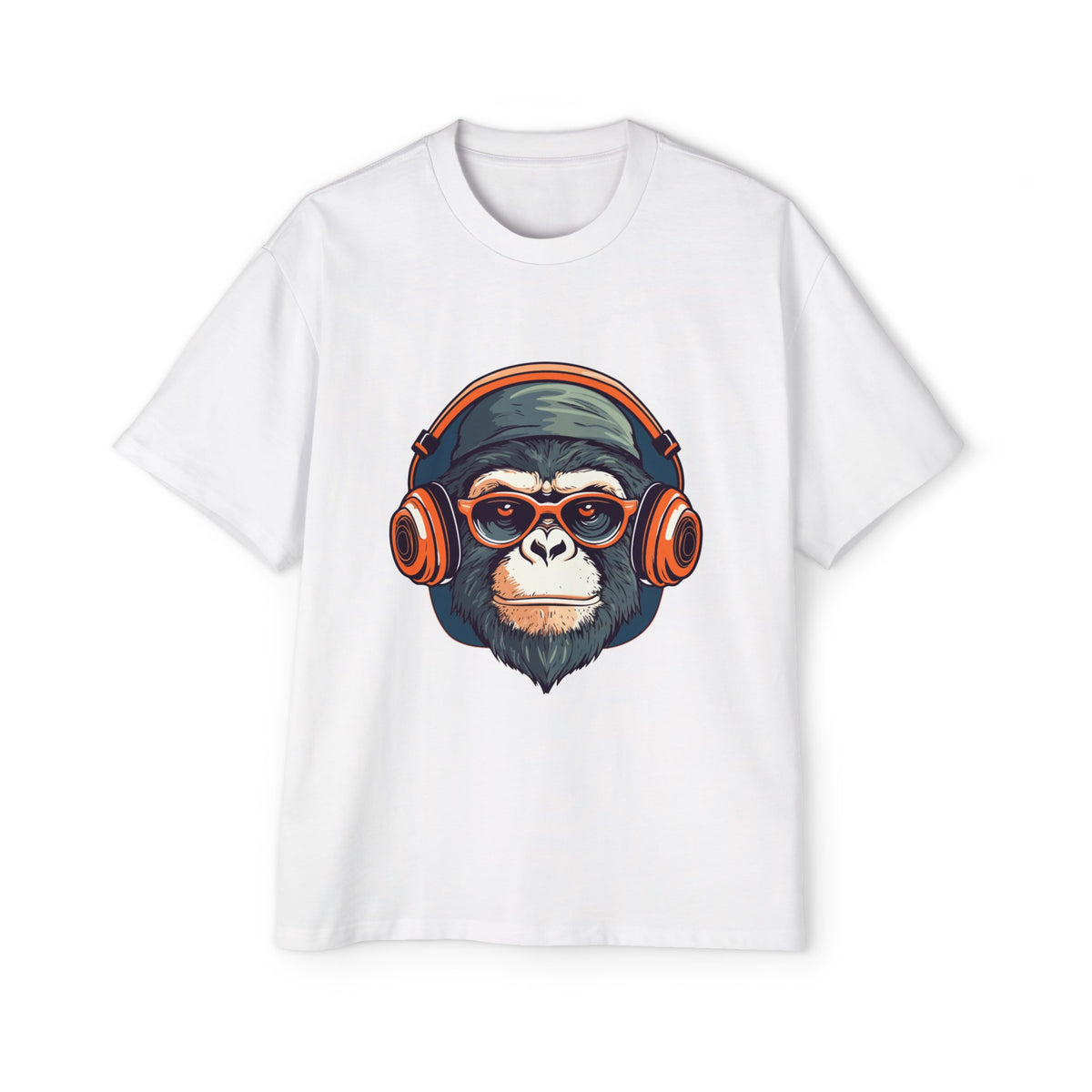 Monkey With Headphones Graphic Tee-INNBLAC Fashion Apparel