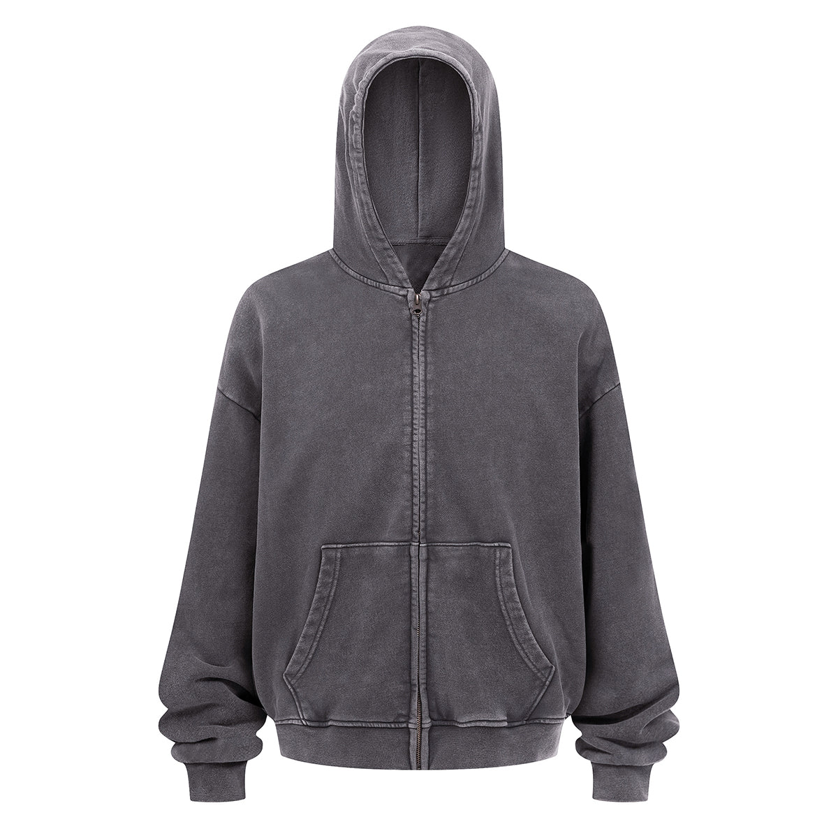 Double Yarn Vintage Washed Zippered Comfort Hoodie