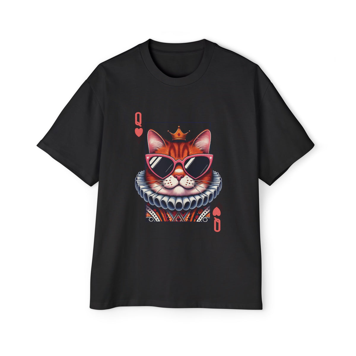 King Hearts Card Playing Cat Graphic Tee-INNBLAC Fashion Apparel