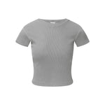 Washed Crew Neck Ribbed Crop Tee 8oz