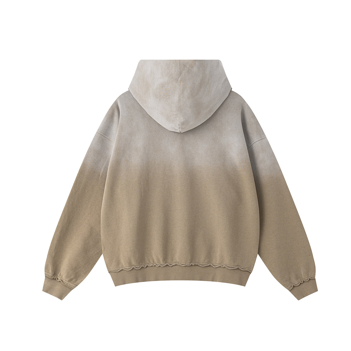 Ombre Raw Edge Kangaroo Pocket Distressed Hoodie