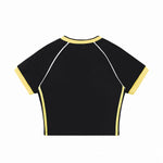 Contrast V-Neck Slim Fit Cropped Y2K Tee