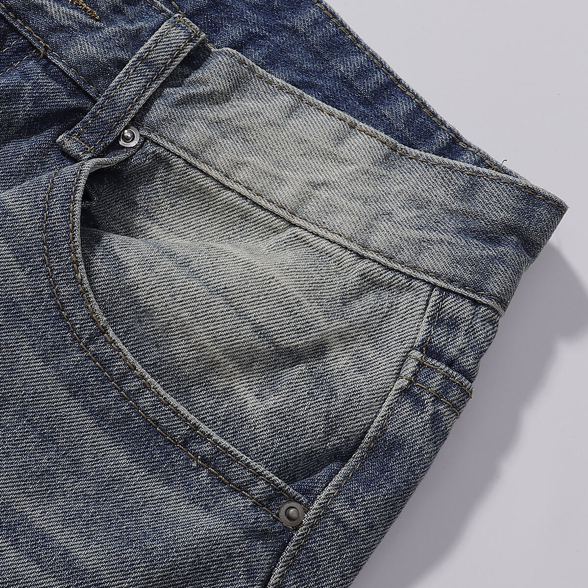 Heavy Wash High-Rise Straight Leg Jeans